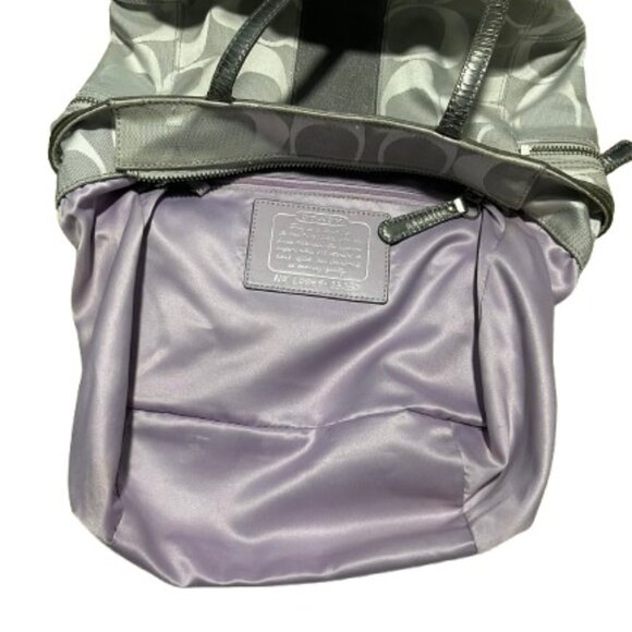 Coach Signature Stripe Light Grey Jacquard Shoulder Bag Tote (13208) - Picture 7 of 8